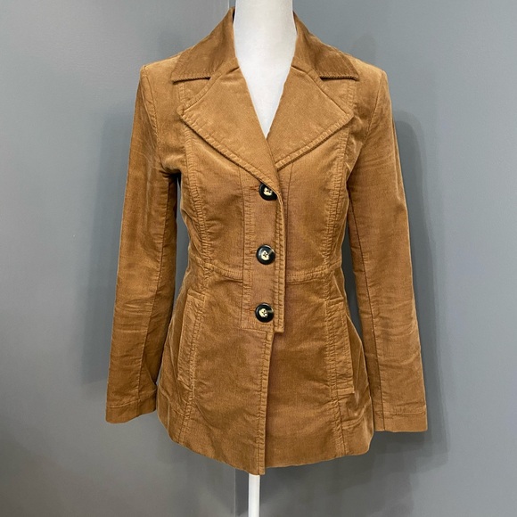 CAbi Jackets & Blazers - CABI Journey Tailored 3 Button Corduroy Jacket Caramel Brown Lagenlook Cabin XS